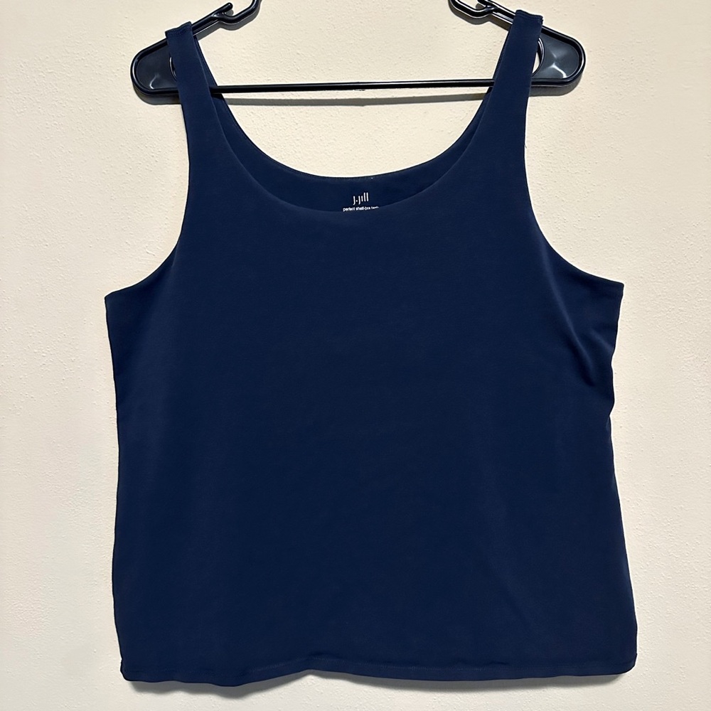 J. Jill Perfect Shelf-Bra Tank 95% Cotton 5% Lycra Navy Blue XL